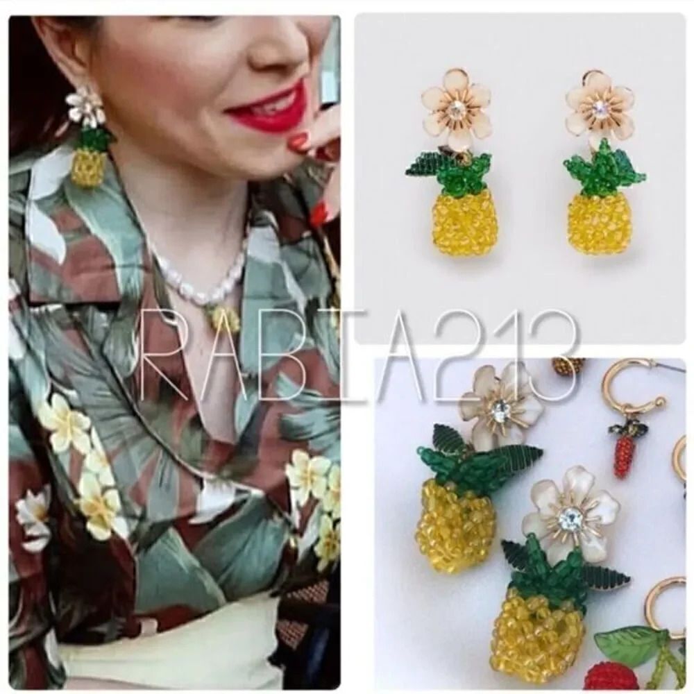 ZARA PINEAPPLE FLOWER EARRINGS - Picture 4 of 9